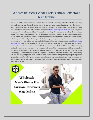 Wholesale Men's Clothing Suppliers