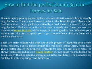 How to find the perfect Guam Realtor – Homes for Sale