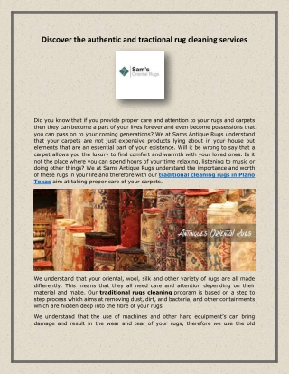 Discover the authentic and tractional rug cleaning services