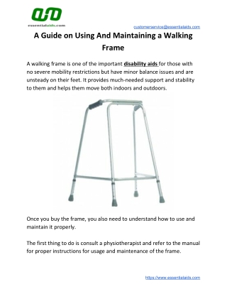 A Guide on Using And Maintaining a Walking Frame