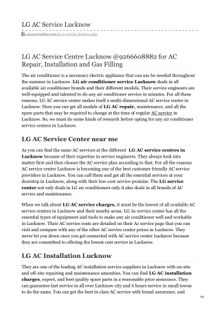 LG AC Service Lucknow @9266608882 | LG Service Center Near Me