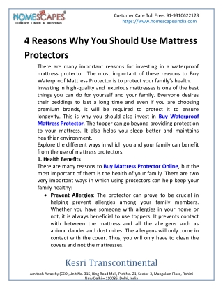 4 Reasons Why You Should Use Mattress Protectors