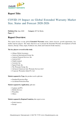 Extended Warranty Market Size, Status and Forecast 2020-2026