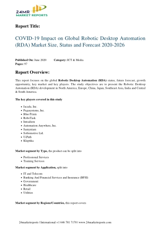 Robotic Desktop Automation (RDA) Market Size, Status and Forecast 2020-2026