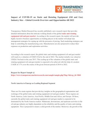 Static and Rotating Equipment (Oil and Gas) Industry - Positive Long Term Growth Outlook by 2022