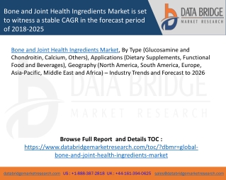 Bone and Joint Health Ingredients Market is set to witness a stable CAGR in the forecast period of 2018-2025