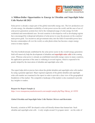 Ultrathin and Superlight Solar Cells Market - Major Marketing Channels, Business Strategies and Future