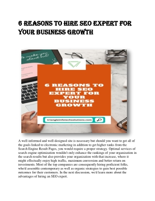 6 Reasons to Hire SEO Expert For Your Business Growth