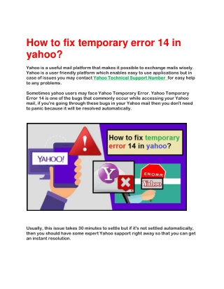 How to fix temporary error 14 in yahoo?