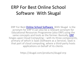 ERP For Best Online School Software  With Skugal