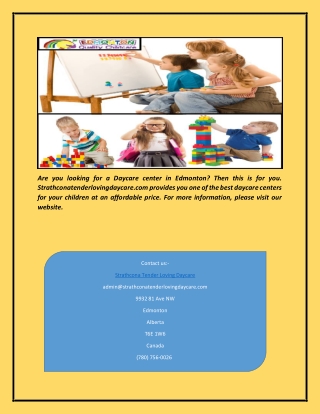 Daycare Edmonton | Strathconatenderlovingdaycare.com