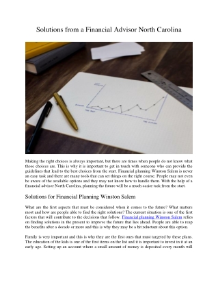 Solutions from a Financial Advisor North Carolina