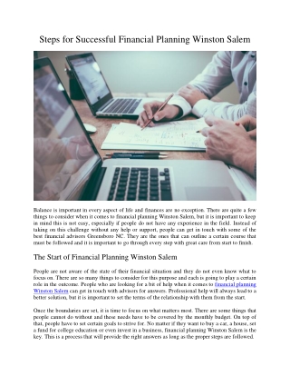 Steps for Successful Financial Planning Winston Salem