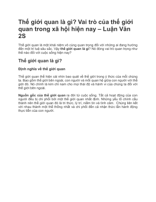 Thế giới quan là gì? Vai trò của thế giới quan trong xã hội hiện nay - Luận Văn 2S