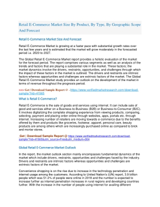 Retail E-Commerce Market Size By Product, By Type, By Geographic Scope And Forecast