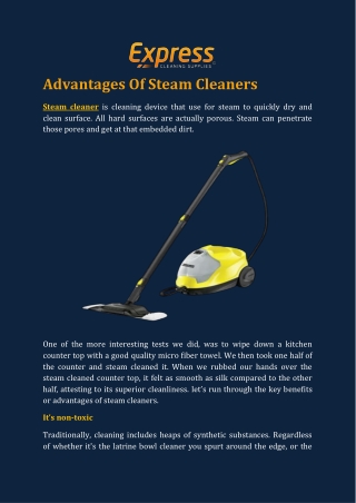 Advantages Of Steam Cleaners
