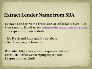 Extract Lender Name from SBA