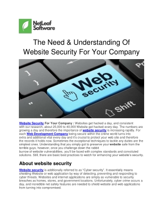 The Need & Understanding Of Website Security For Your Company