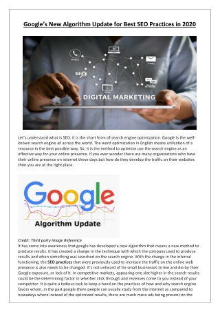 Google’s New Algorithm Update for Best SEO Practices in 2020