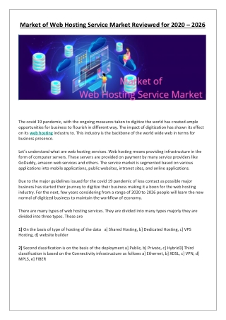 Market of Web Hosting Service Market Reviewed for 2020 – 2026