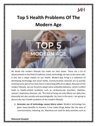 Top 5 Health Problems Of The Modern Age