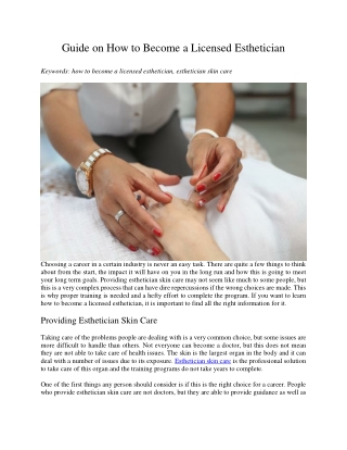Guide on How to Become a Licensed Esthetician