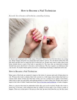 How to Become a Nail Technician