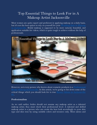 Top Essential Things to Look For in A Makeup Artist Jacksonville