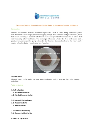 Exhaustive Study on Slovenia instant coffee market