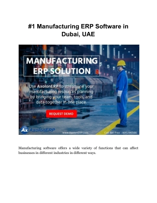 #1 Manufacturing ERP Software in Dubai, UAE