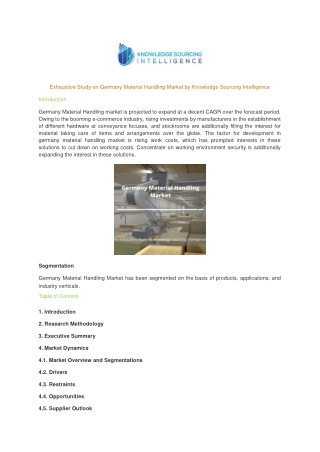 Exhaustive Study on Germany Material Handling Market