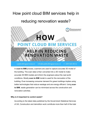 How point cloud BIM services help in reducing renovation waste?