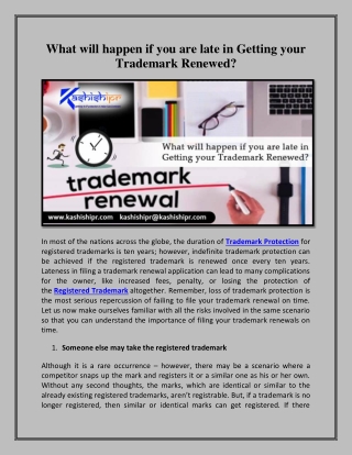 What will happen if you are late in Getting your Trademark Renewed?