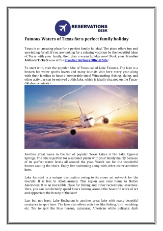 Famous Waters of Texas for a perfect family holiday