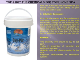 Top 4 Hot Tub Chemicals For Your Home Spa