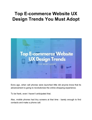 Top E-commerce Website UX Design Trends You Must Adopt