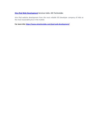 Hire iPad Web Development Services India -AIS Technolabs