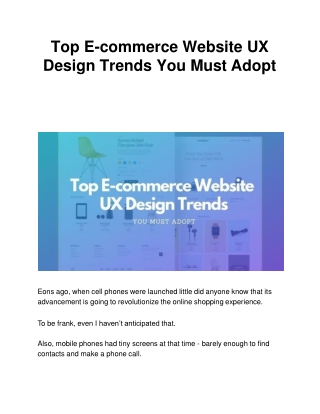 Top E-commerce Website UX Design Trends You Must Adopt