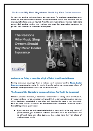 The Reasons Why Music Shop Owners Should Buy Music Dealer Insurance