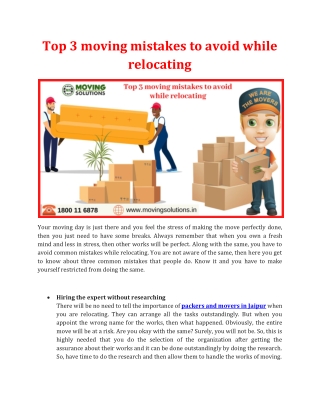 Top 3 moving mistakes to avoid while relocating