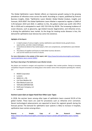 Ophthalmic Lasers Market Updates, Growth, Trends, Future Investments by Forecast to 2026