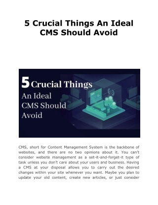 5 Crucial Things An Ideal CMS Should Avoid