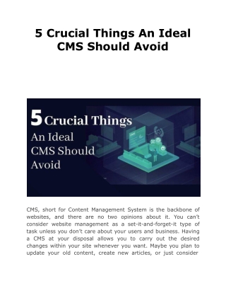 5 Crucial Things An Ideal CMS Should Avoid