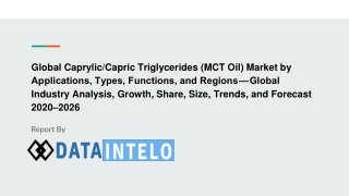 Caprylic/Capric Triglycerides (MCT Oil) Market by Applications, Types, Functions, and Regions — Global Industry Analysis