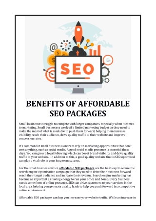 Benefits of Affordable SEO Packages