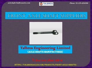 Most Popular Front Axle Shaft Suppliers In India