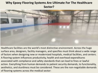 Why Epoxy Flooring Systems Are Ultimate For The Healthcare Sector?