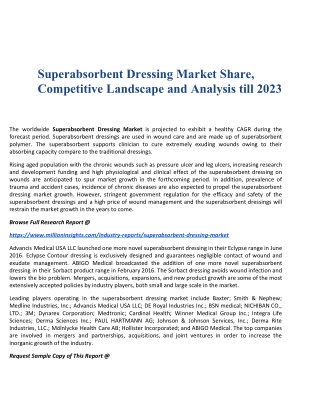 Superabsorbent Dressing Market Share, Competitive Landscape and Analysis till 2023