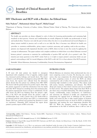 HIV Disclosure and HCP with a Border: An Ethical Issue