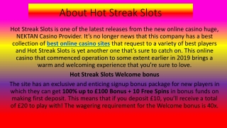 Hot Streak Slots - Brand New Slots Site to Play - Get Up to £100 Match Bonus